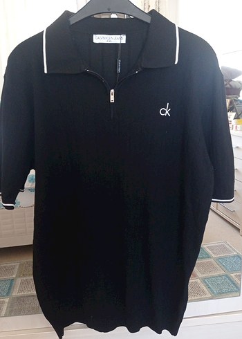 Siyah yakası fermuarlı Loose Fit Polo Tişört - Görsel 4