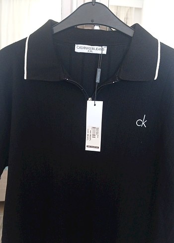 Siyah yakası fermuarlı Loose Fit Polo Tişört - Görsel 2