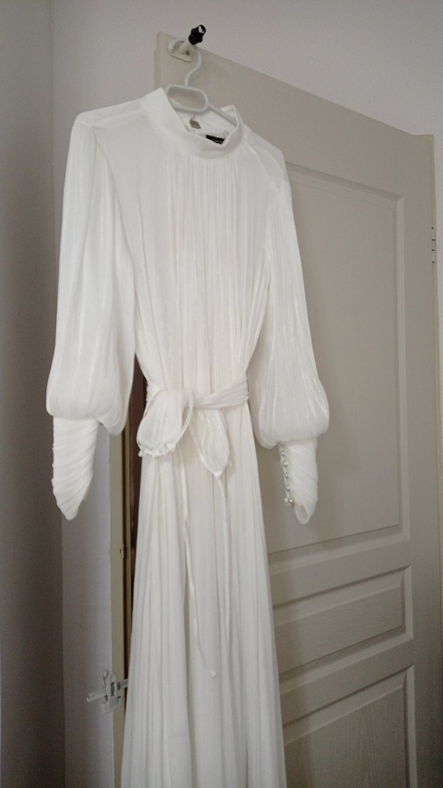 BEYAZ UZUN ABİYE ELBİSE - Görsel 2