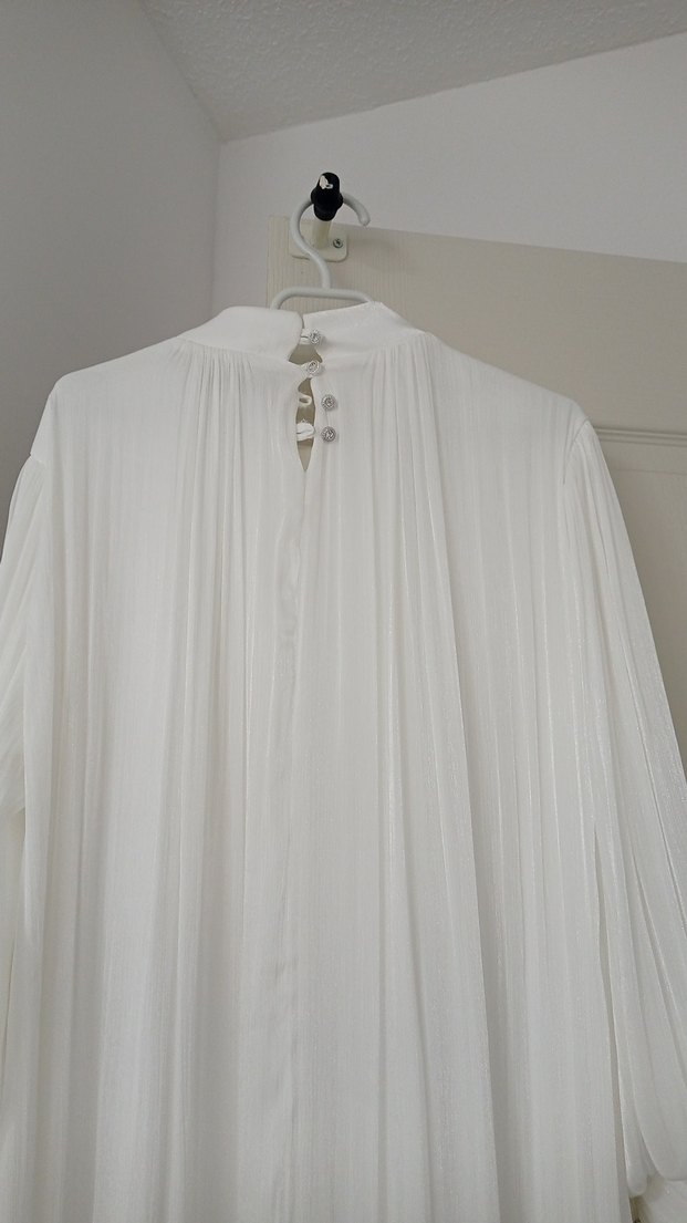 BEYAZ UZUN ABİYE ELBİSE - Görsel 4