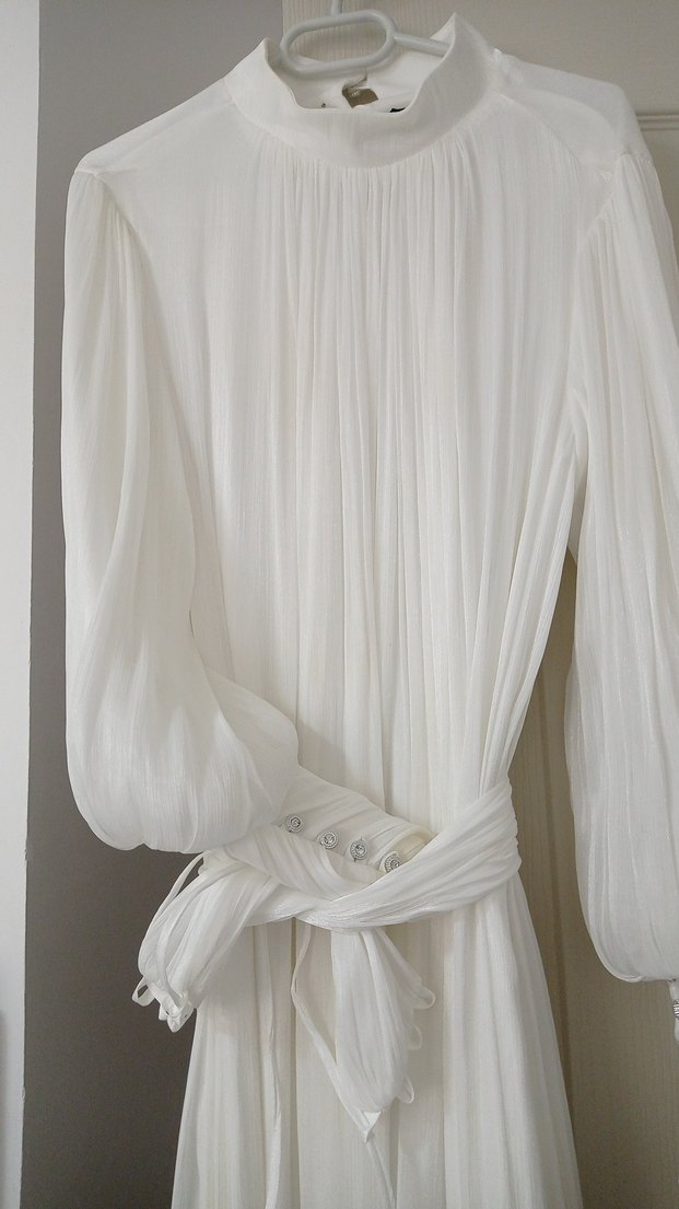 BEYAZ UZUN ABİYE ELBİSE - Görsel 3