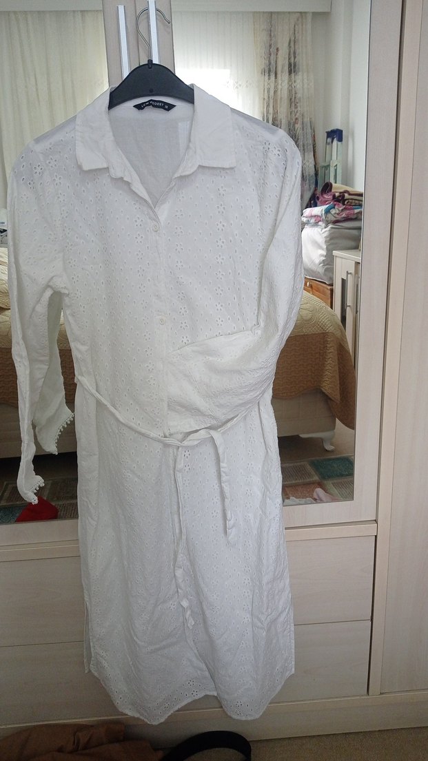 Uzun Beyaz Bohem Kadın tunik gömlek - Görsel 3