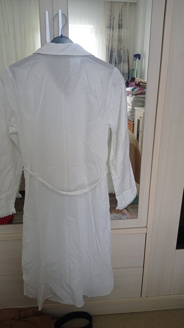 Uzun Beyaz Bohem Kadın tunik gömlek - Görsel 4