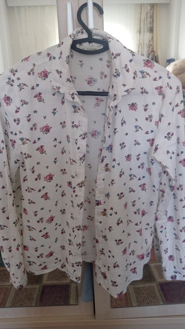 Çiçek Desenli Uzun Kollu Pamuklu Kız çocuk Gömlek - Görsel 2