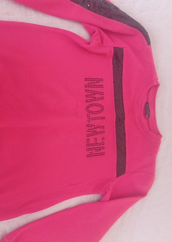 Pembe Baskılı çocuk Sweatshirt, Uzun Kollu - Görsel 4