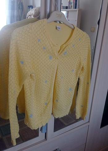 Sarı Örgü Kız çocuk Hırka Uzun Kollu - Görsel 3