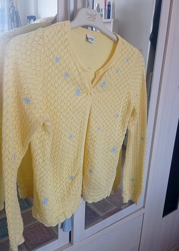 Sarı Örgü Kız çocuk Hırka Uzun Kollu - Görsel 2