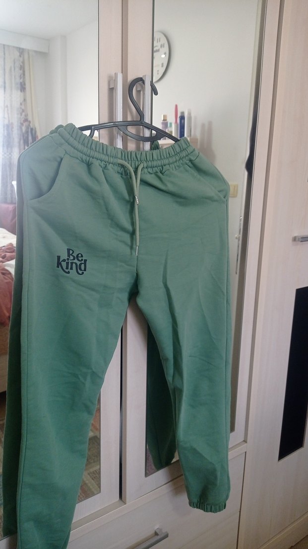 Kız çocuk Yeşil Rahat Kesim beli lastikli Eşofman - Görsel 2