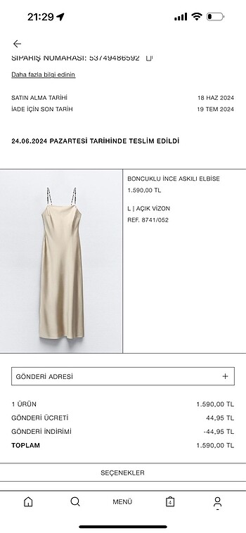 Zara Zara saten elbise