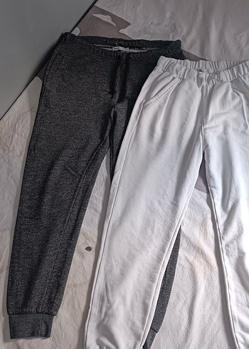 Gri ve Beyaz 2 Ad Pamuklu Rahat Kesim Eşofman unisex