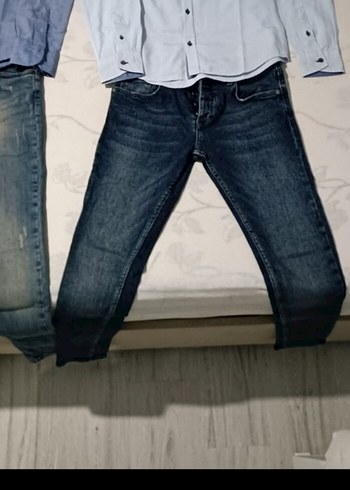 Erkek Mavi Denim Regular Fit Günlük Kot Pantolon ve gömlekler - Görsel 3