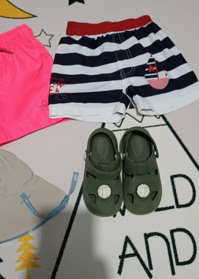 Erkek çocuk Deniz şortu ve şapka terlik - Görsel 3