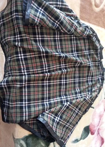 yeşil Ekose Desenli Uzun Kollu Kadın Pelerin - Görsel 2