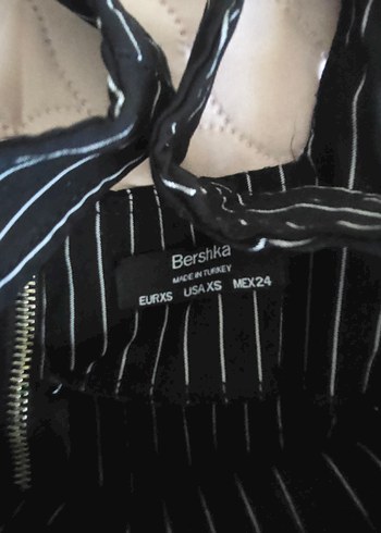 xs Beden Çizgili Siyah Mini Elbise