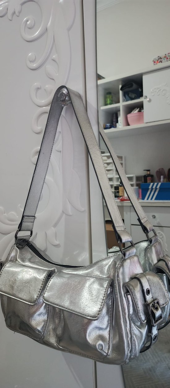 Gri Metal Tokalı Kadın El Çantası - Görsel 3