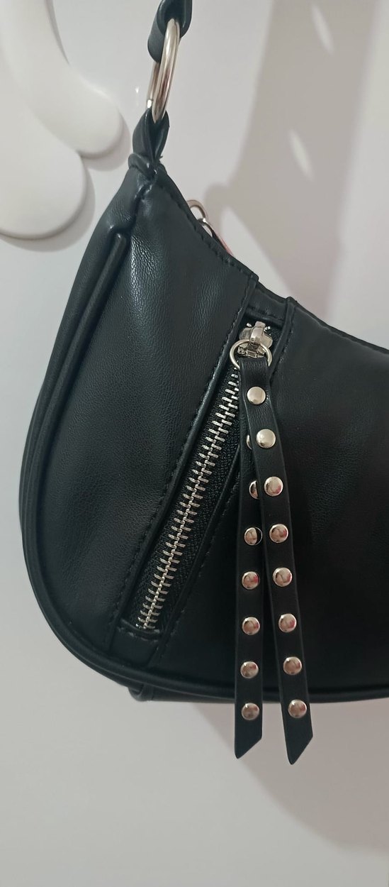 Siyah Deri Rock Punk Kadın Çanta - Görsel 4