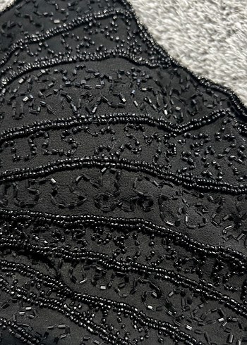 Siyah Boncuk İşlemeli Askılı Büstiyer - Görsel 3