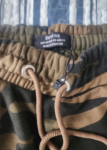 haki renk Kamuflaj Desenli Kadın Bol Kesim eşofman altı - Görsel 2