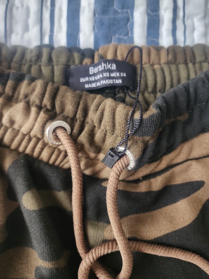 haki renk Kamuflaj Desenli Kadın Bol Kesim eşofman altı - Görsel 2