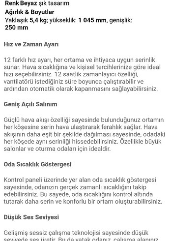 Fakir Windease Beyaz Kule Tipi Vantilatör - Görsel 10