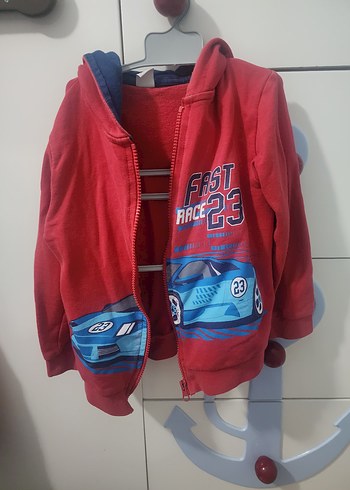 Kapüşonlu Fermuarlı Erkek Çocuk Mavi Sweatshirt - Görsel 6