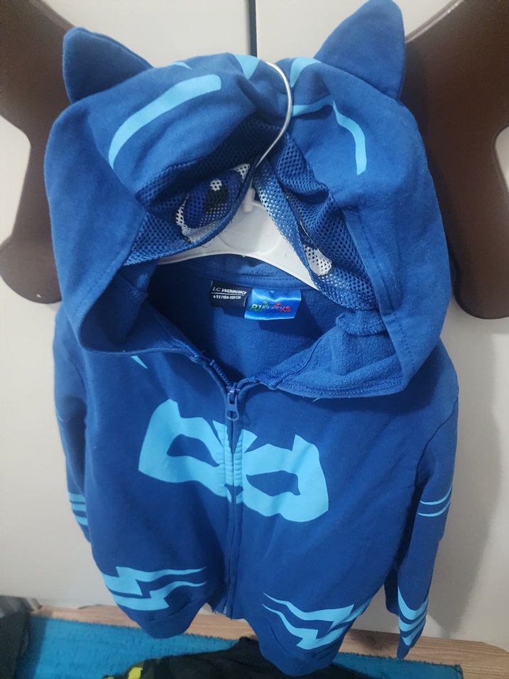 Kapüşonlu Fermuarlı Erkek Çocuk Mavi Sweatshirt - Görsel 4