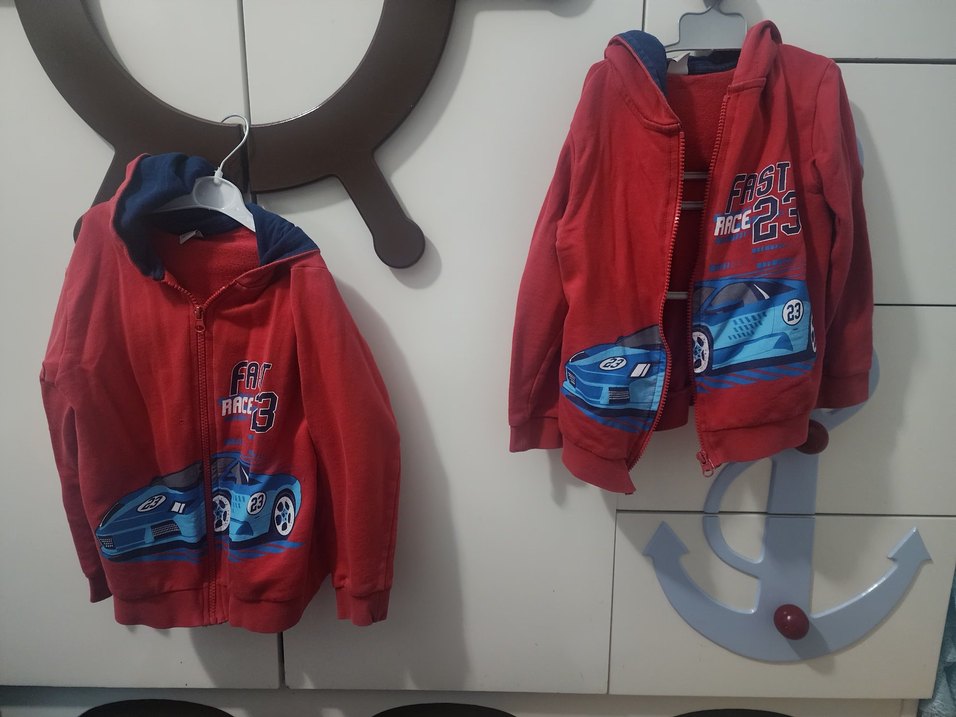 Kapüşonlu Fermuarlı Erkek Çocuk Mavi Sweatshirt - Görsel 5