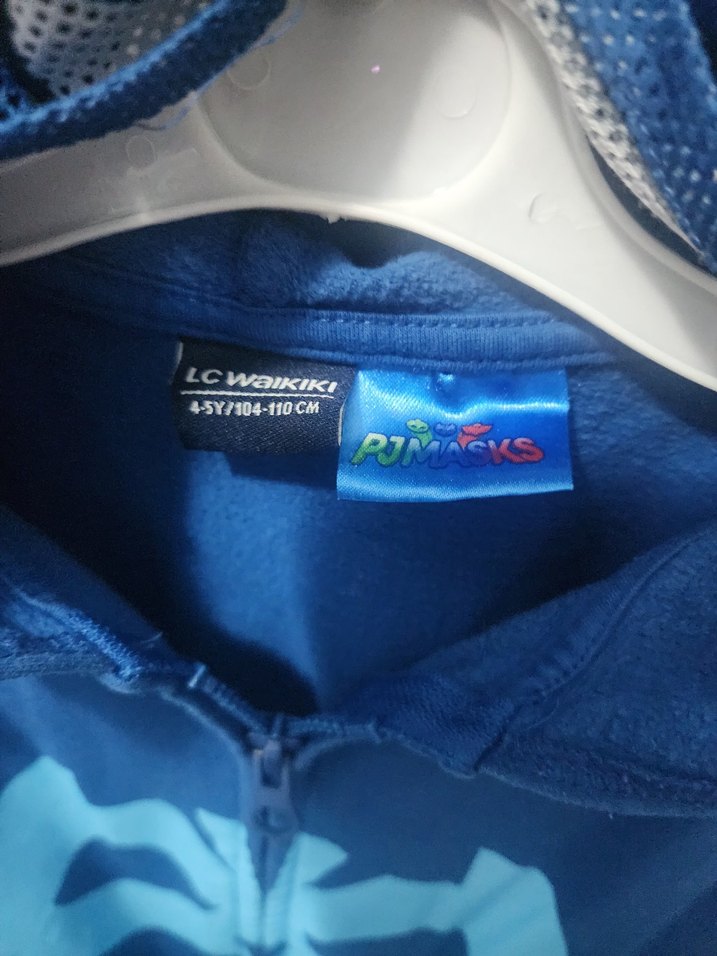 Kapüşonlu Fermuarlı Erkek Çocuk Mavi Sweatshirt - Görsel 3