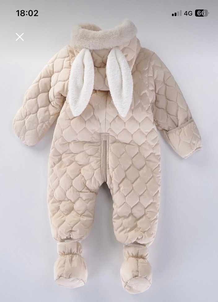 Kürklü Kapüşonlu Nakışlı Bebek Tulumu - Görsel 3