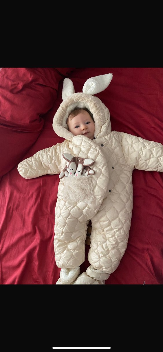 Kürklü Kapüşonlu Nakışlı Bebek Tulumu - Görsel 4