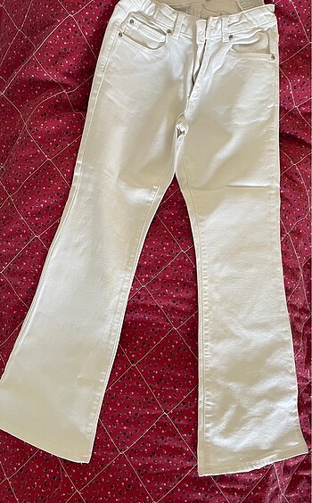 Zara 13-14 yaş beyaz İspanyol paça kot pantolon