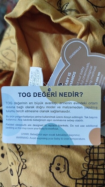 24-36 Ay Beden sarı Renk Uyku tulumu 