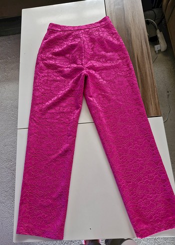 Dantel Detaylı Parlak Pembe Kadın Blazer Takım - Görsel 5