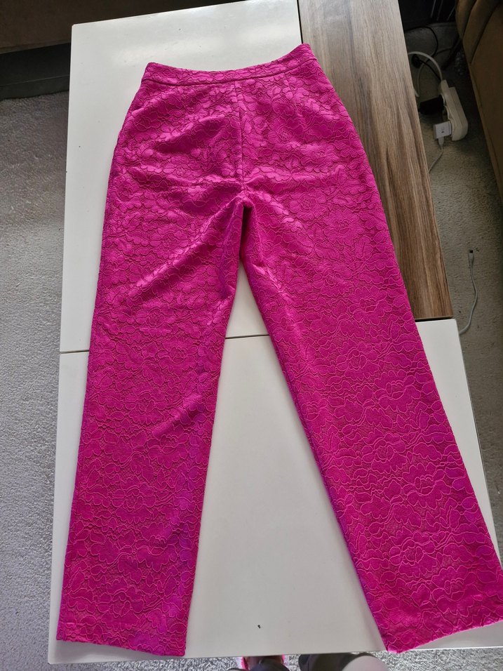 Dantel Detaylı Parlak Pembe Kadın Blazer Takım - Görsel 5