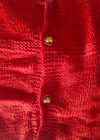 Parlak Kırmızı Örgü Bebek Kız Takımı - Görsel 3