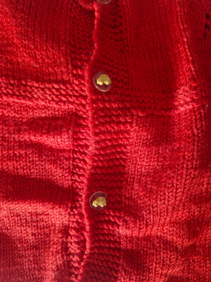 Parlak Kırmızı Örgü Bebek Kız Takımı - Görsel 3