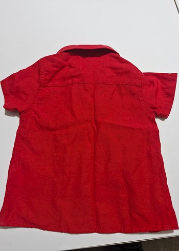 Kırmızı Keten Erkek Çocuk Kısa Kollu Gömlek - Görsel 4