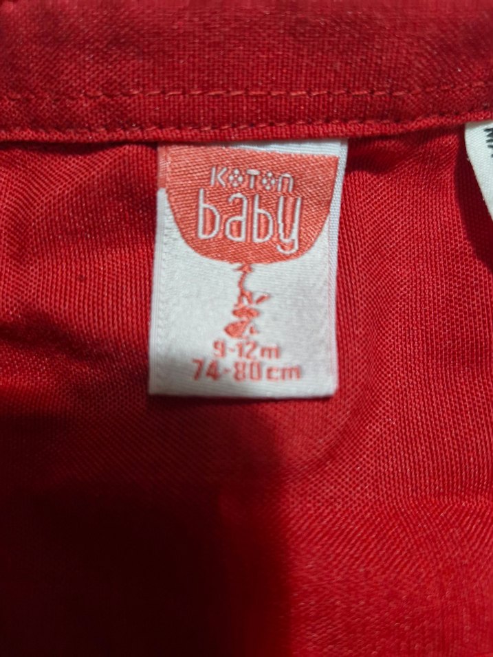 Kırmızı Keten Erkek Çocuk Kısa Kollu Gömlek - Görsel 2