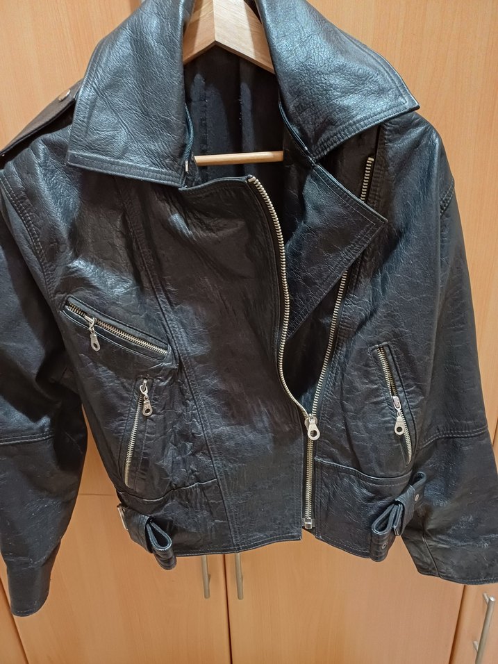 Siyah Kadın Biker Deri Ceket - Görsel 4