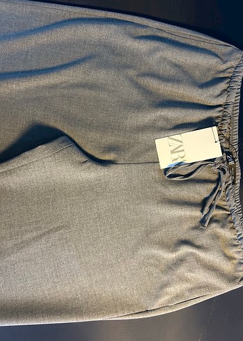xs Beden gri Renk ZARA KADIN YÜKSEK BEL PALAZZO Regular Fit Keten Kadın Pantolon