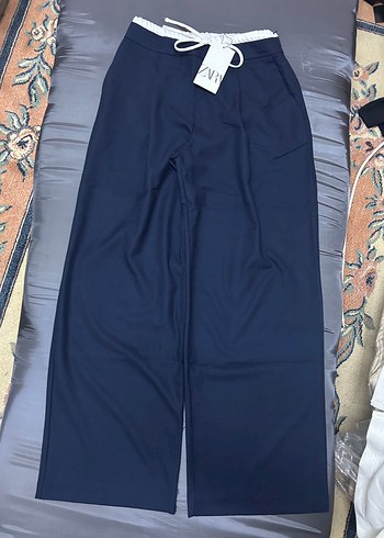 l Beden ZARA ÇİFT BEL BANTLI WİDE LEG PANTOLON