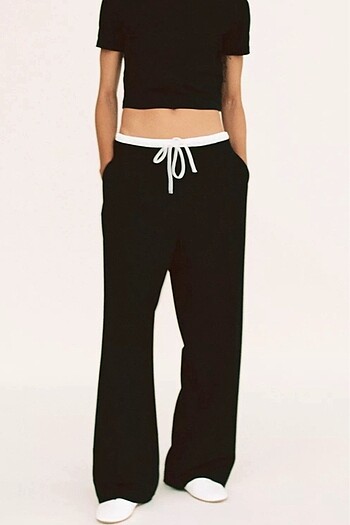 xs Beden ZARA ÇİFT BEL BANTLI WİDE LEG PANTOLON