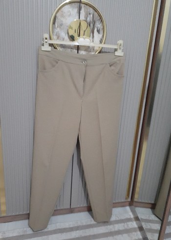 Bej  Midi Kumaş Pantolon - Görsel 2