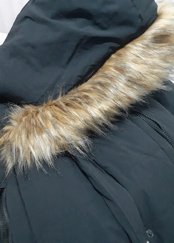 Kadın Siyah Kürklü Midi Kışlık Mont - Görsel 6