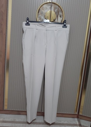 beyaz  Fit Kadın Kumaş Pantolon - Görsel 2