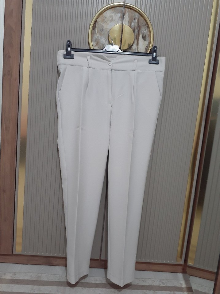 beyaz  Fit Kadın Kumaş Pantolon - Görsel 2