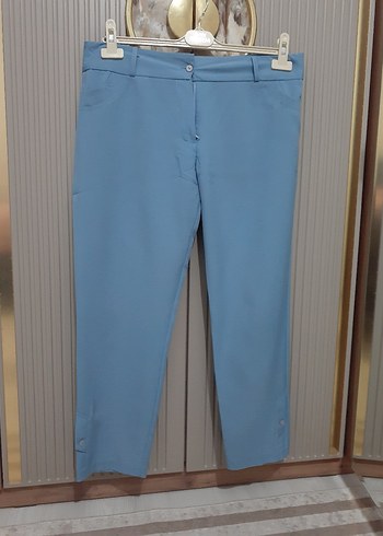 Düğmeli Mavi Kadın Denim Pantolon - Görsel 2