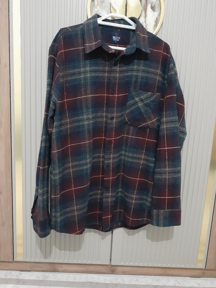 Erkek Çok Renkli Yün Gömlek - Görsel 3