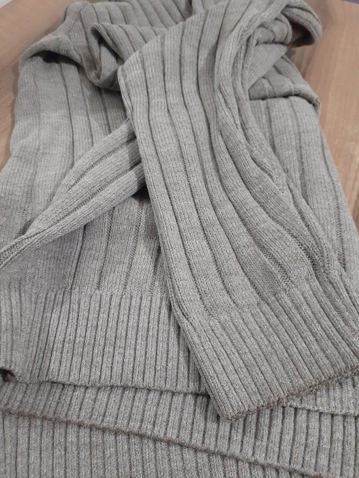 Gri Uzun Kollu Örgü  Triko - Görsel 4