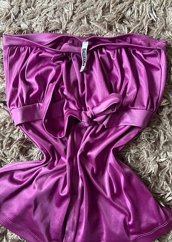 Parlak Mor Mini Askılı Kadın Elbise - Görsel 2